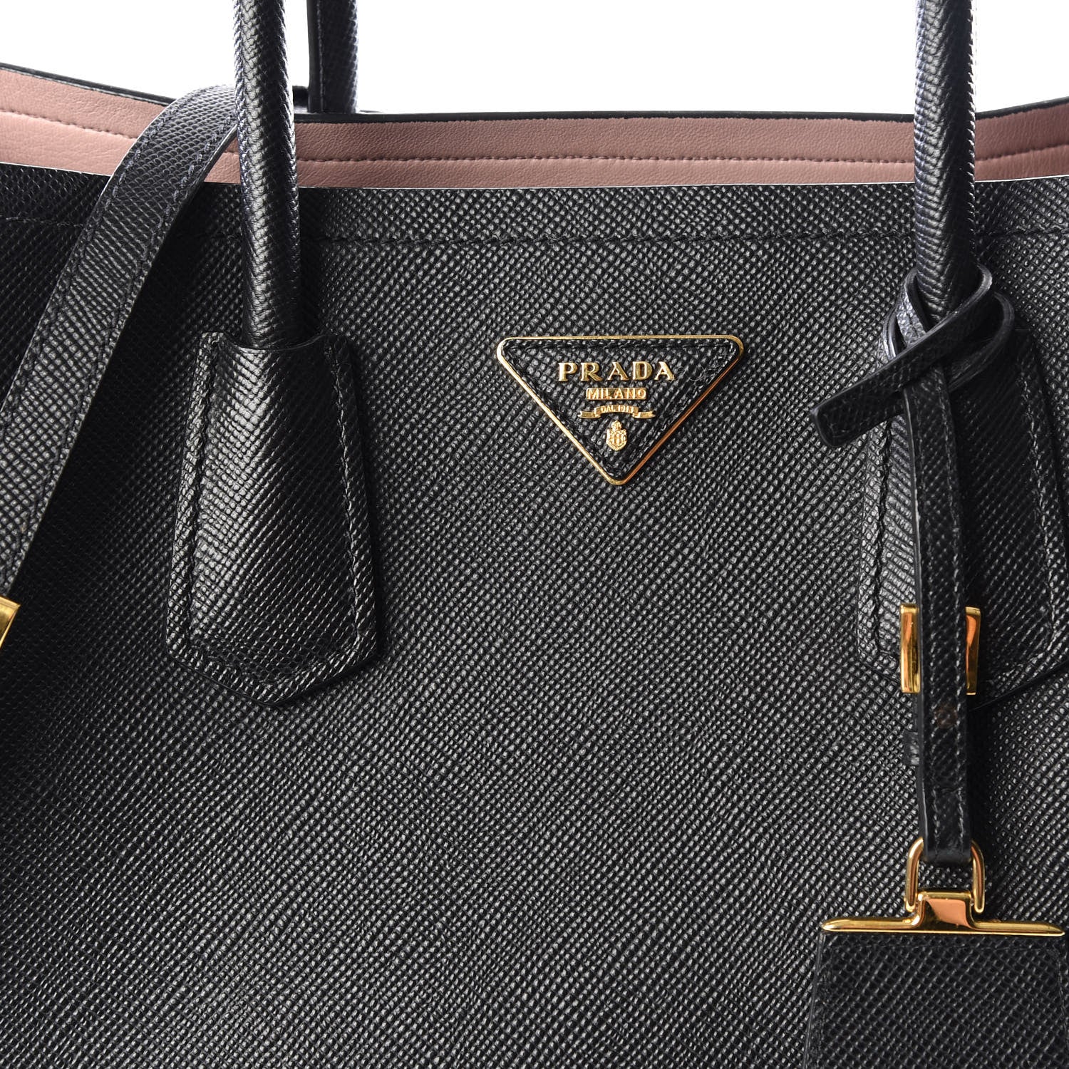 Prada Saffiano Cuir Medium Double Bag Black Mughetto 10 of 10