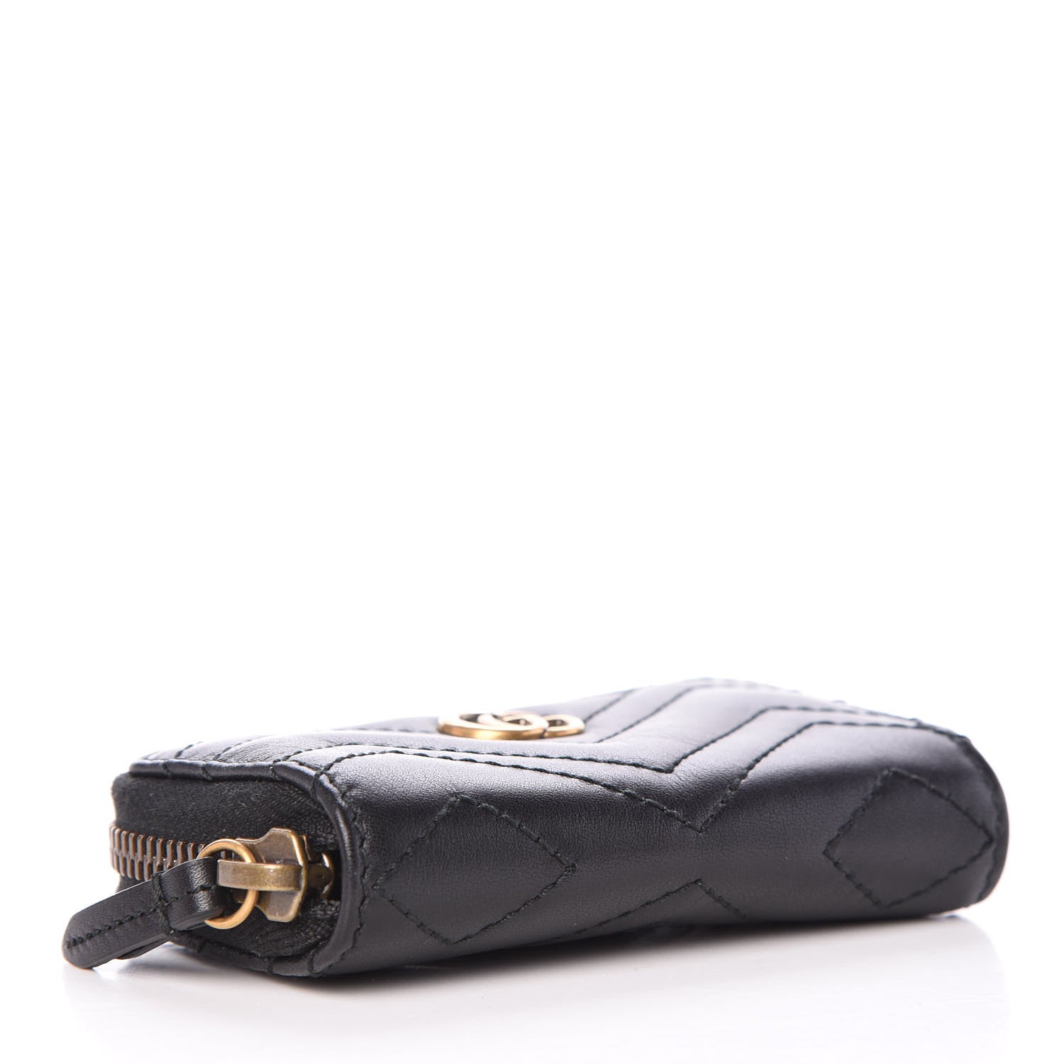 Gucci Calfskin Matelasse GG Marmont Zip Around Key Case Black 4 of 9