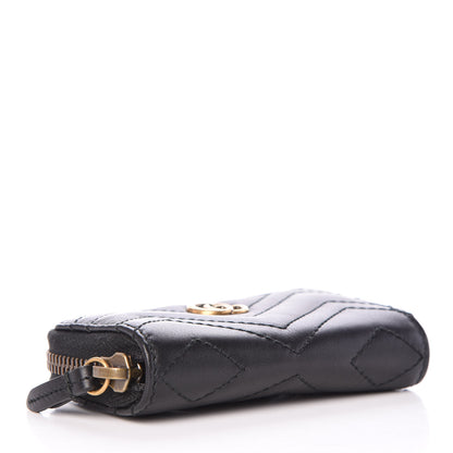 Gucci Calfskin Matelasse GG Marmont Zip Around Key Case Black 4 of 9