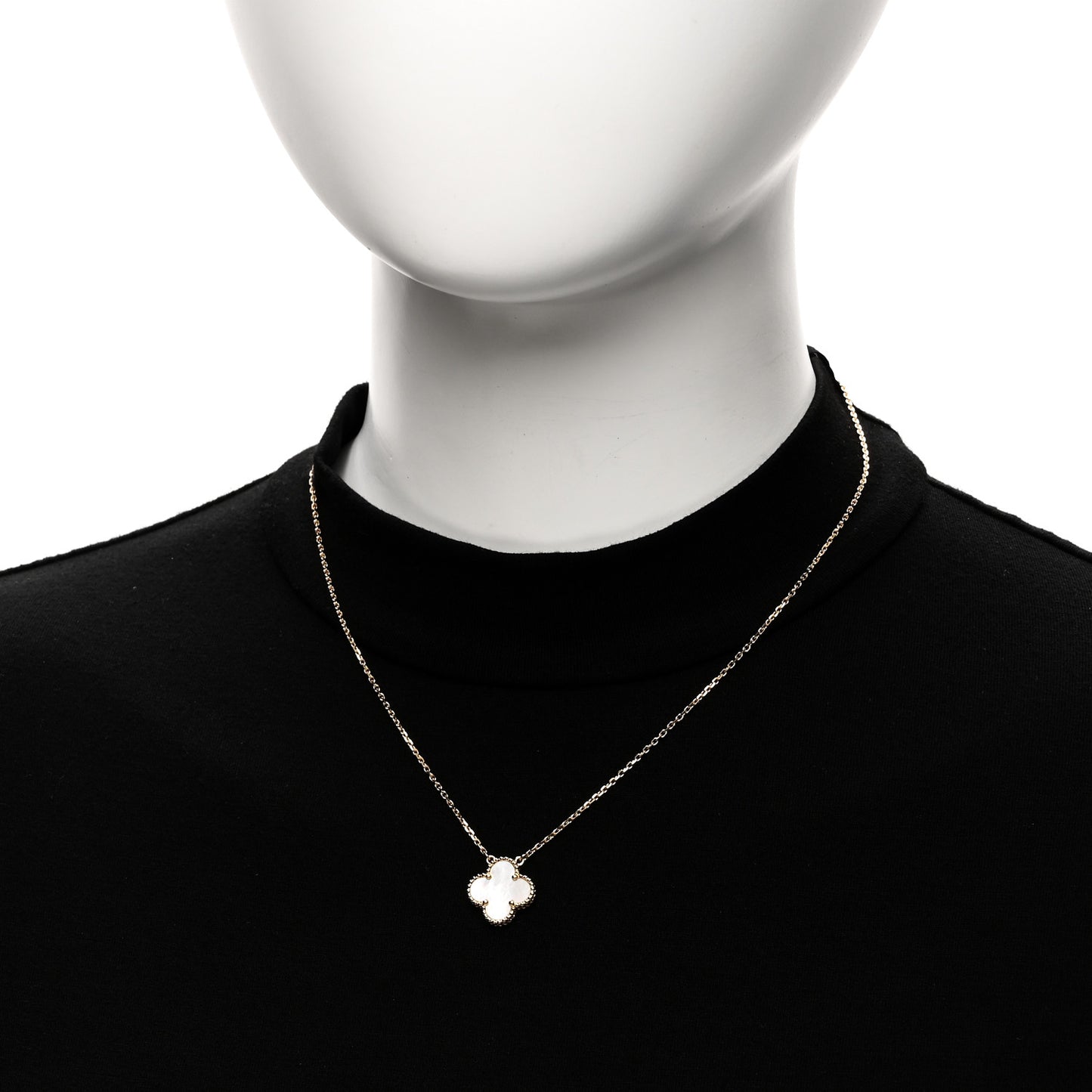 18K Yellow Gold Mother of Pearl Vintage Alhambra Pendant Necklace