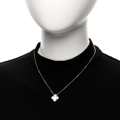 Van Cleef & Arpels 18K Yellow Gold Mother of Pearl Vintage Alhambra Pendant Necklace 2 of 5