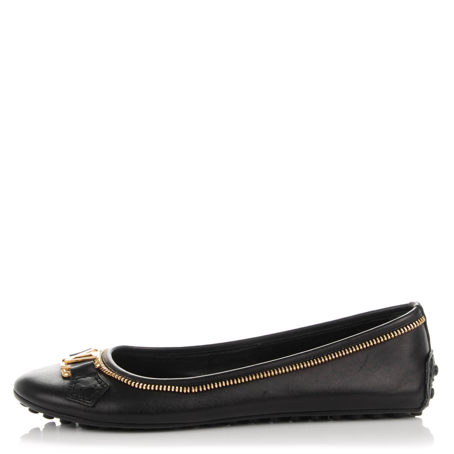 Louis Vuitton Calf Zip Oxford Ballerina Flats 37 Black 1 of 7