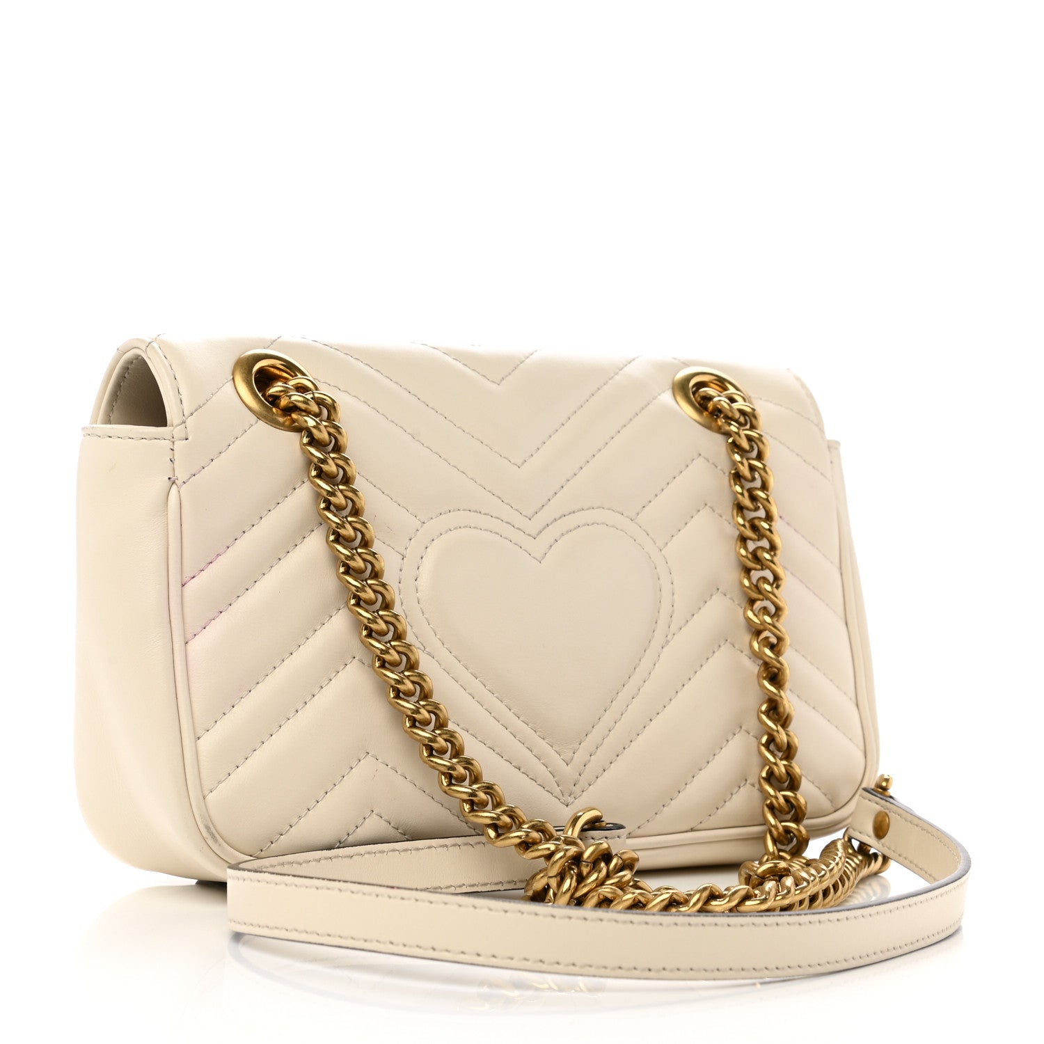 Gucci Calfskin Matelasse Mini GG Marmont Shoulder Bag White 3 of 11