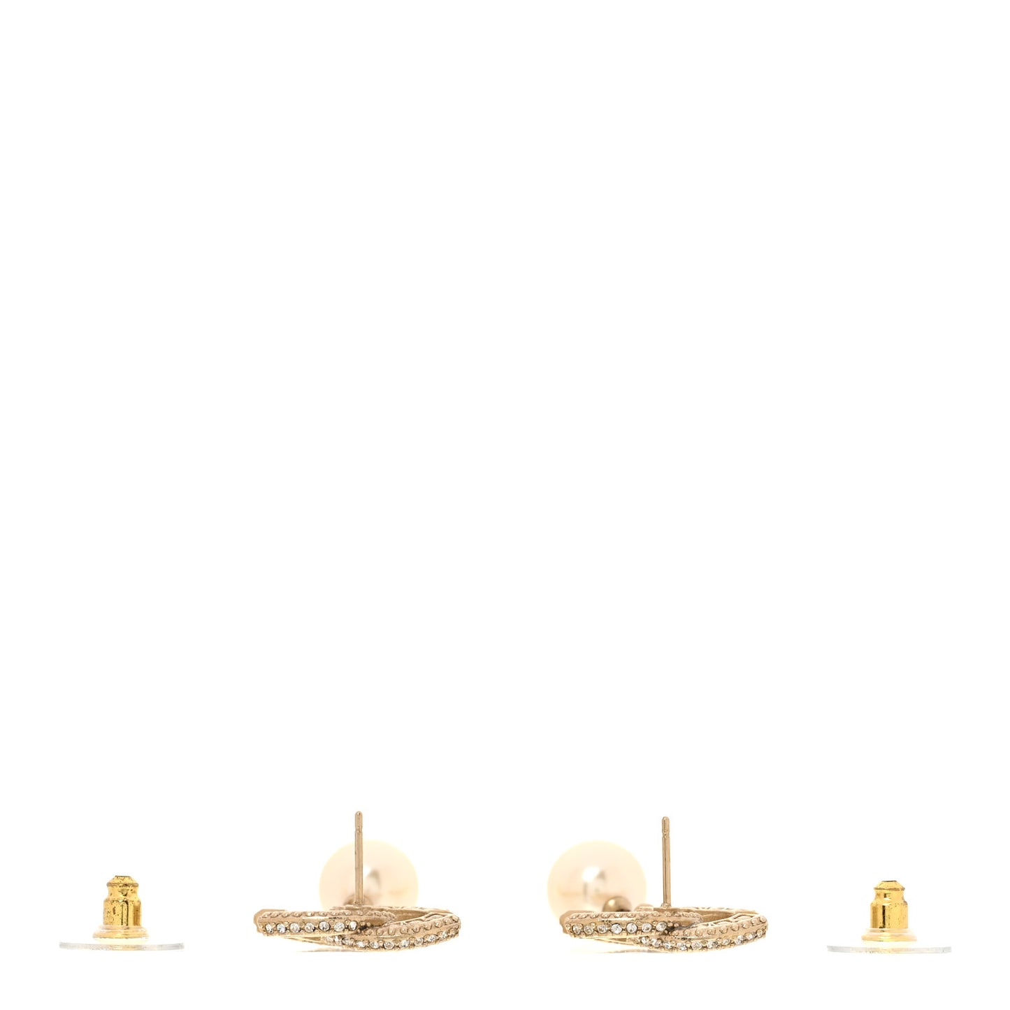 Crystal Timeless CC Pearl Drop Earrings Light Gold