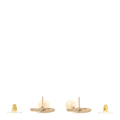Chanel Crystal Timeless CC Pearl Drop Earrings Light Gold 3 of 5