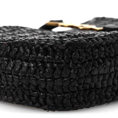 Saint Laurent Raffia Calfskin Le 5 A 7 Mini Hobo Black 10 of 11