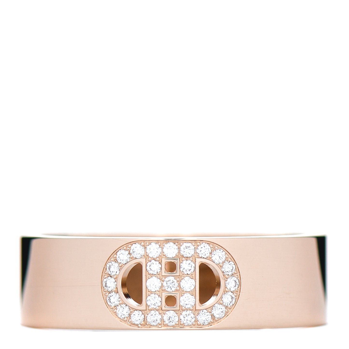 18K Rose Gold Diamond PM H D'Ancre Ring 51 5.75