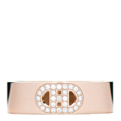 Hermes 18K Rose Gold Diamond PM H D'Ancre Ring 51 5.75 1 of 5