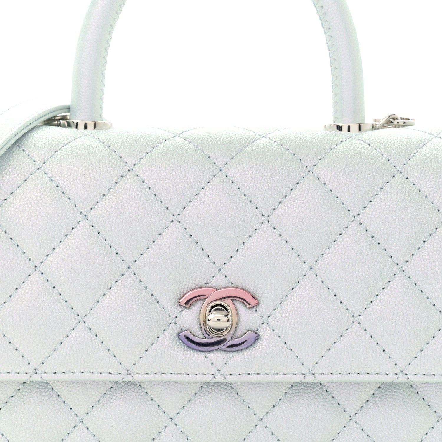 Chanel Iridescent Caviar Quilted Mini Coco Handle Flap Light Blue 8 of 11