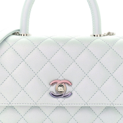 Chanel Iridescent Caviar Quilted Mini Coco Handle Flap Light Blue 8 of 11