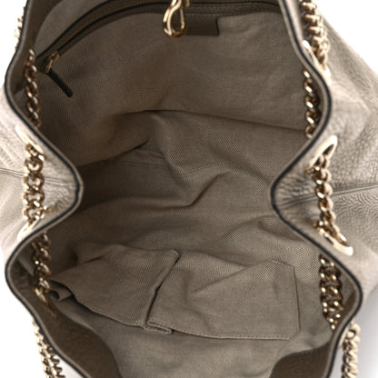 Gucci Metallic Pebbled Calfskin Medium Soho Chain Shoulder Bag Golden Beige 5 of 10