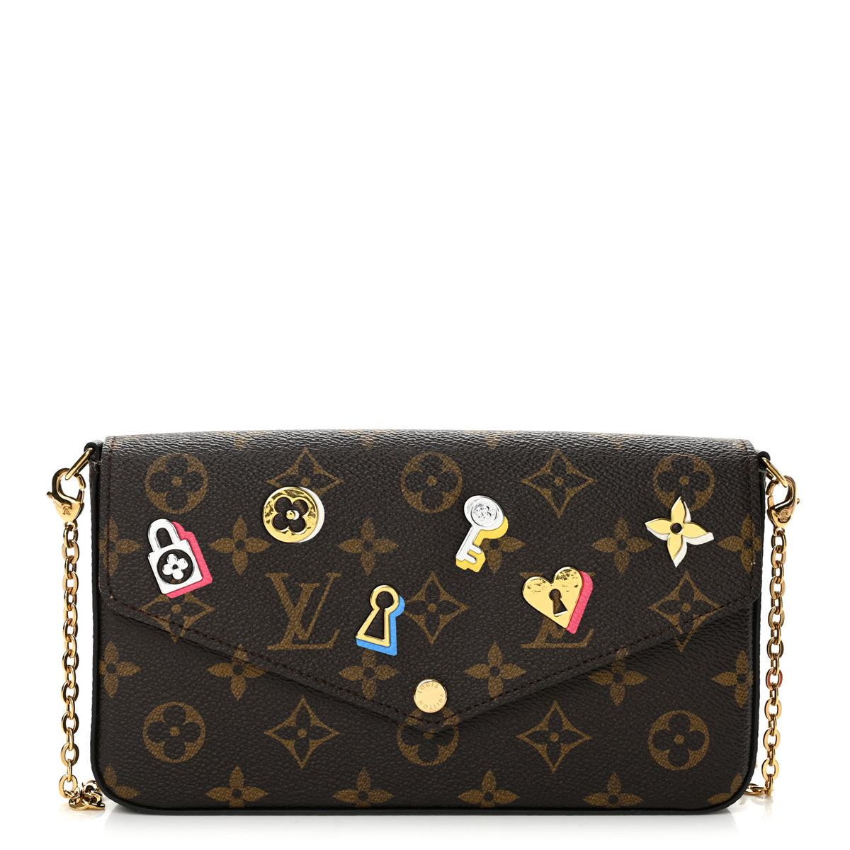 Louis Vuitton Monogram LV Love Lock Pochette Felicie Chain Wallet 1 of 12