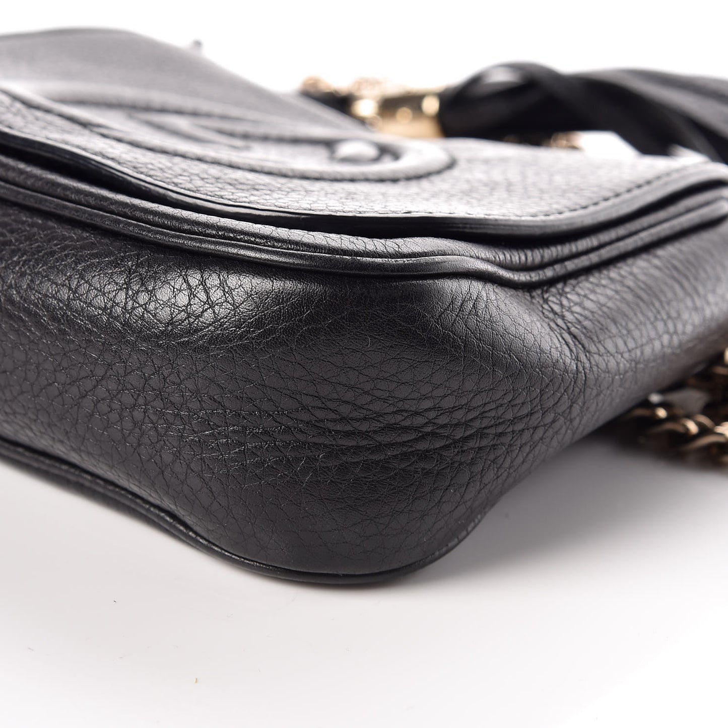 Pebbled Calfskin Small Soho Flap Crossbody Black