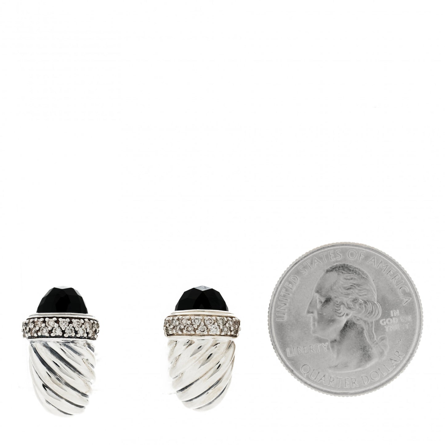Sterling Silver Diamond Black Onyx Shrimp Earrings