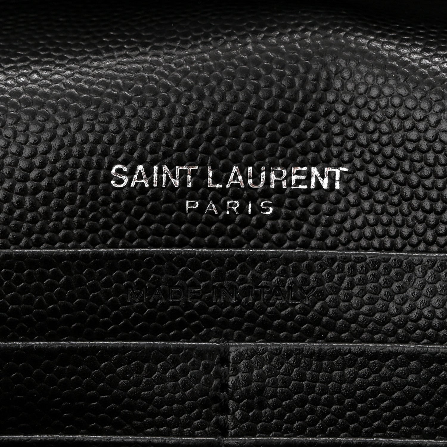 Saint Laurent Grain De Poudre Matelasse Chevron Monogram Chain Wallet Black 6 of 10