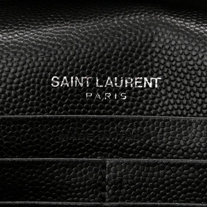 Saint Laurent Grain De Poudre Matelasse Chevron Monogram Chain Wallet Black 6 of 10