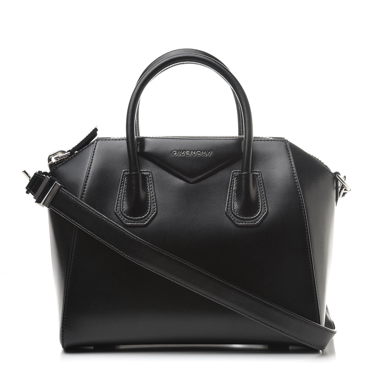 Shiny Lord Calfskin Small Antigona Black