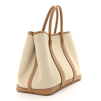 Hermes Toile Militaire Vache Country Garden Party 30 TPM Tote Beton Biscuit 3 of 9