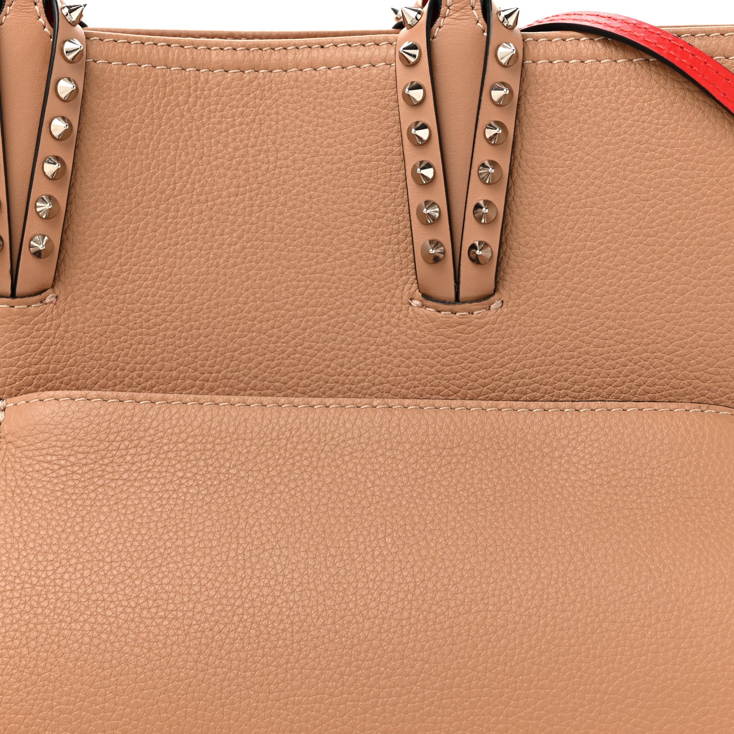 Christian Louboutin Calfskin Empire Spikes Small East West Cabata Tote Nude 9 of 15