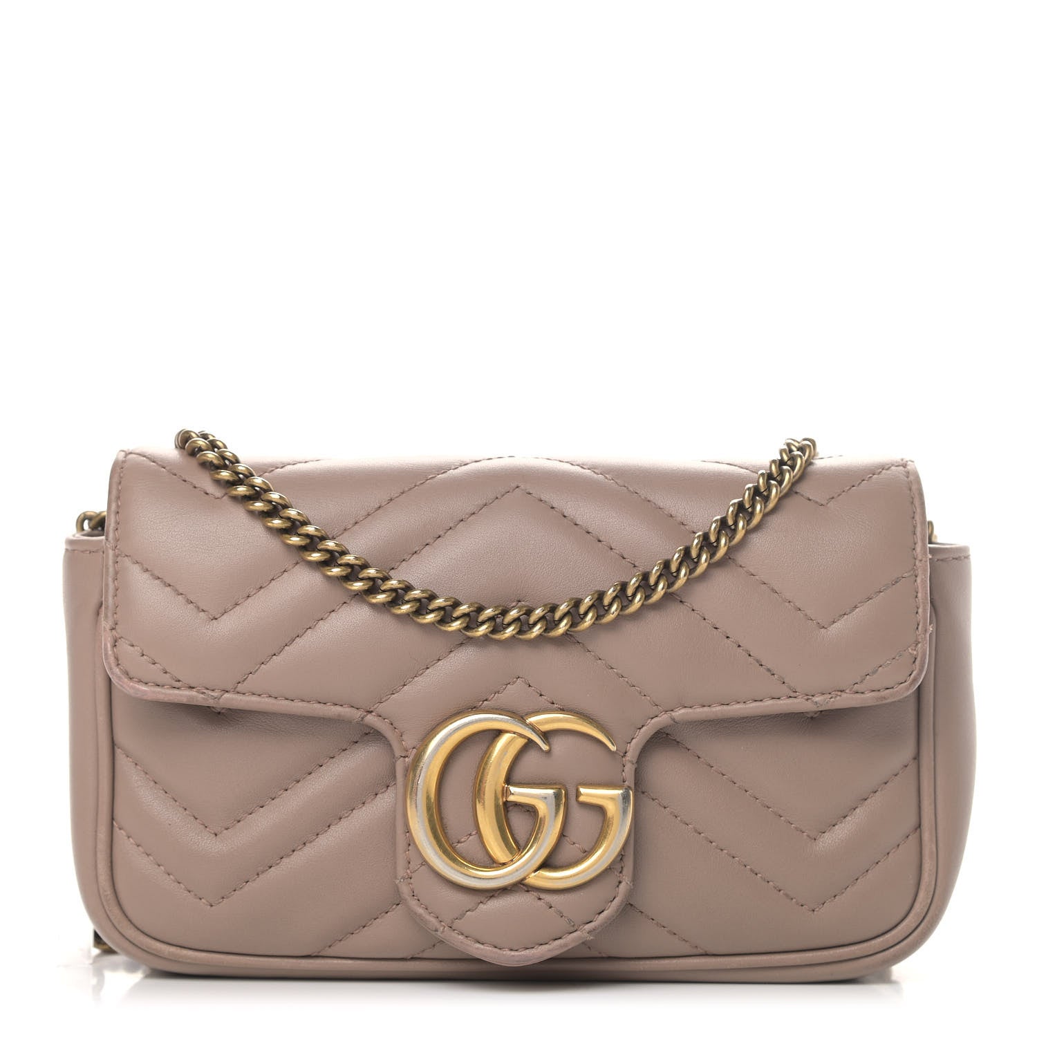 Gucci Calfskin Matelasse Super Mini GG Marmont Shoulder Bag Porcelain Rose 1 of 9