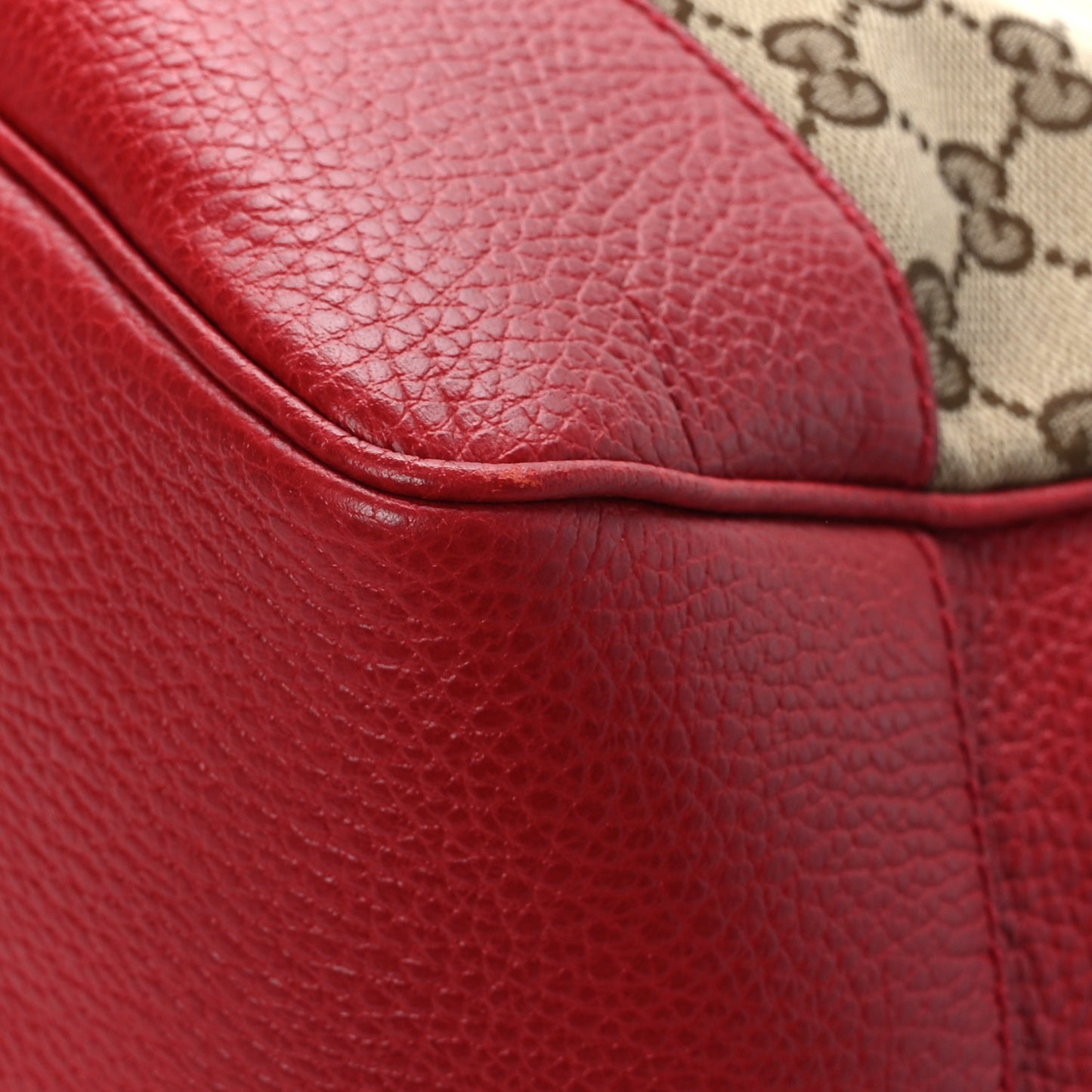 Monogram Bree Zippered Tote Beige Red