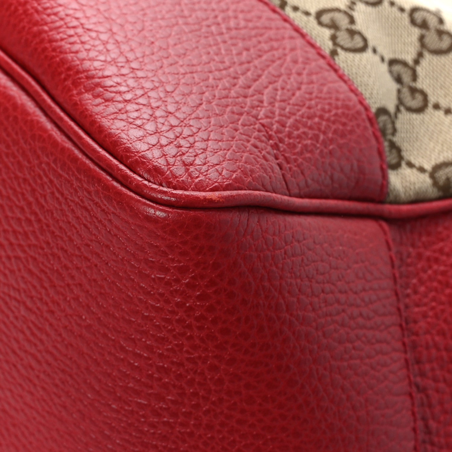 Gucci Monogram Bree Zippered Tote Beige Red 9 of 11