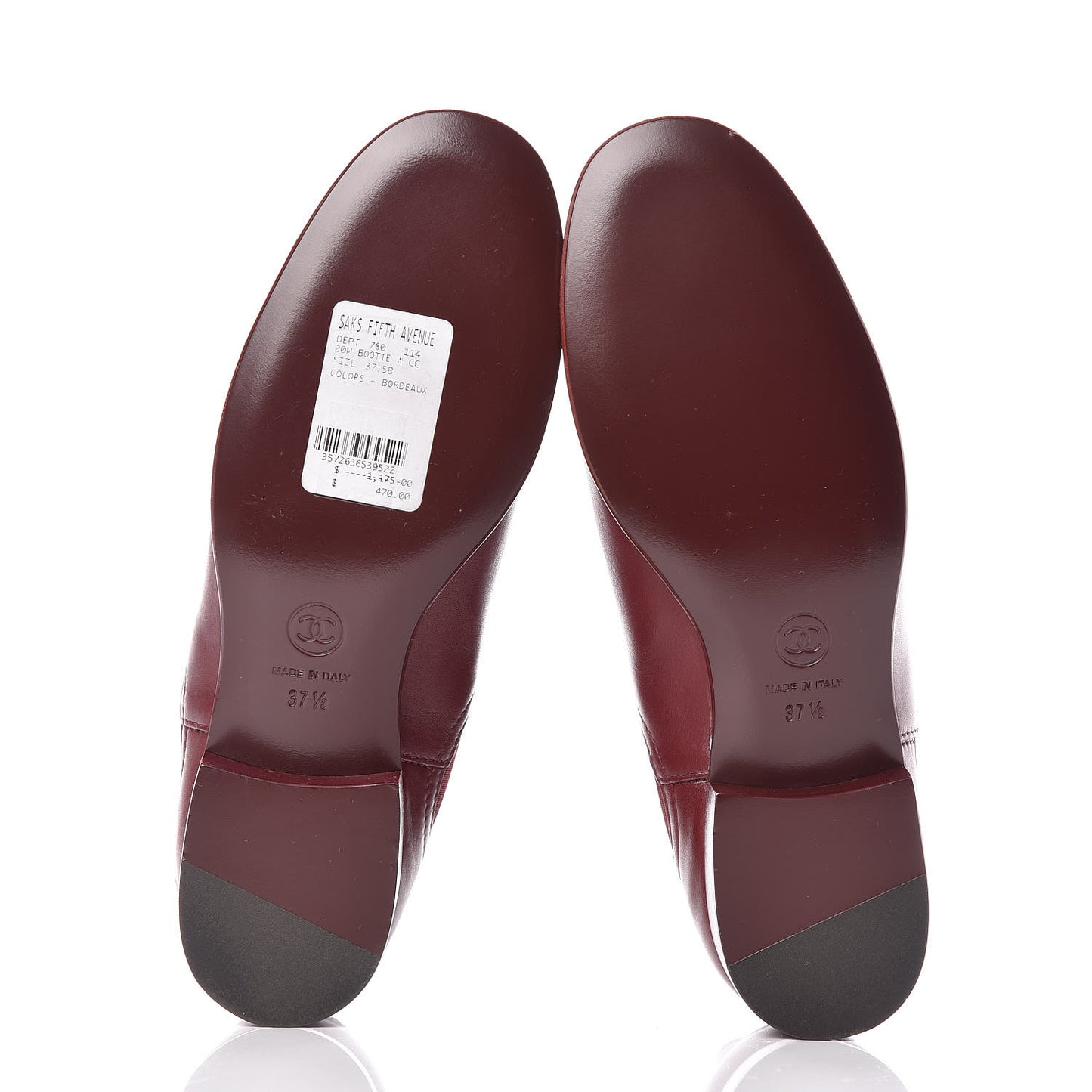 Calfskin Chelsea CC Short Boots 37.5 Bordeaux