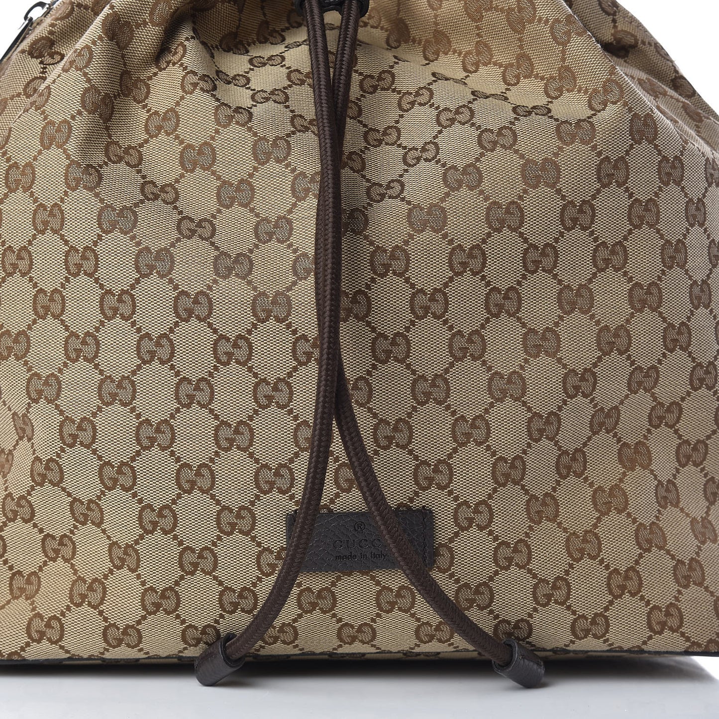 Monogram Dollar Calfskin O Drawstring Backpack Beige Ebony Testa di Moro Dark Chocolate