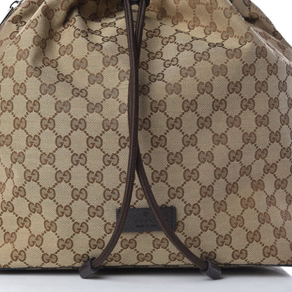 Gucci Monogram Dollar Calfskin O Drawstring Backpack Beige Ebony Testa di Moro Dark Chocolate 9 of 12