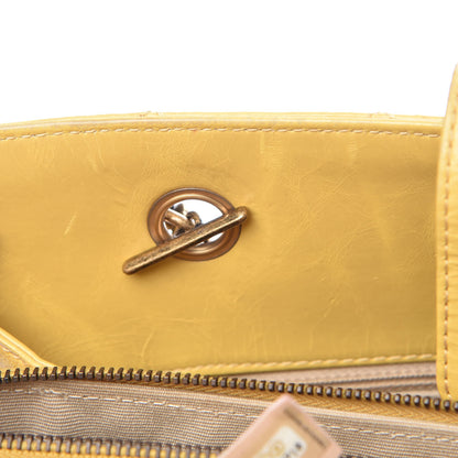 Chanel Glazed Calfskin Quilted Mademoiselle Bowling Tote Yellow 10 of 22