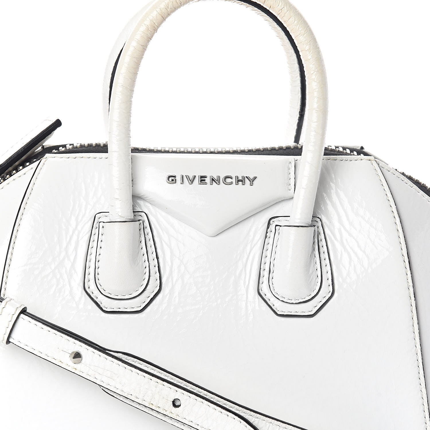 Givenchy Crinkled Patent Calfskin Mini Antigona White 8 of 11