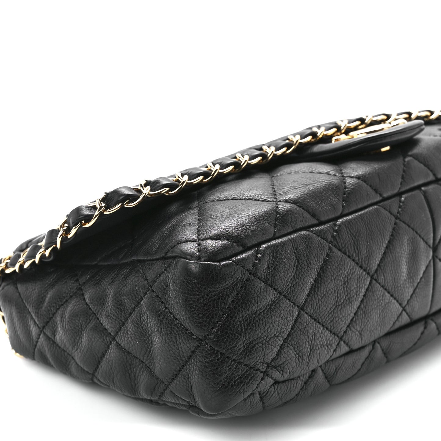 Calfskin Quilted Medium Chain Me Flap Black