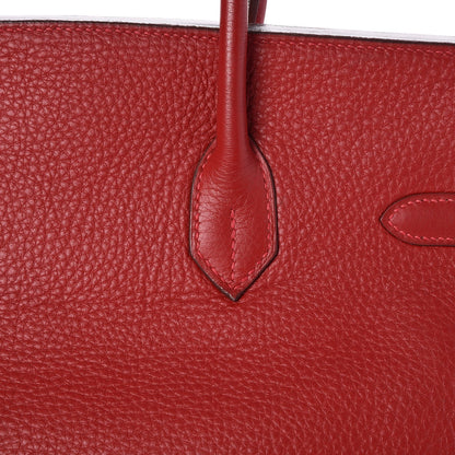 Hermes Taurillon Clemence Birkin 35 Rouge Casaque 30 of 33