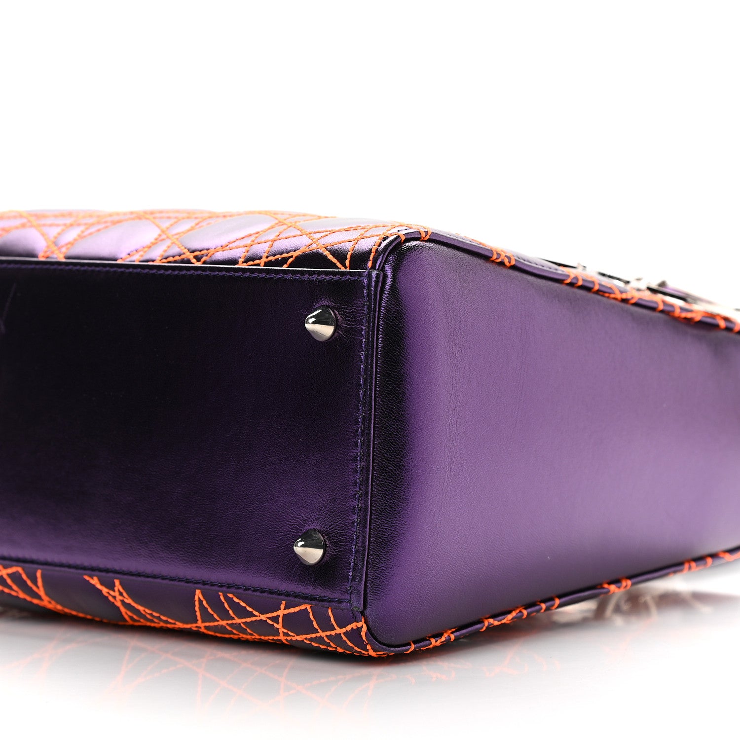 Christian Dior Metallic Lambskin Cannage Medium Anselm Reyle Lady Dior Purple Orange 6 of 8