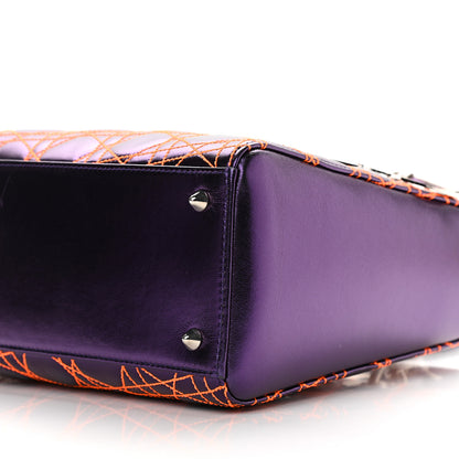 Christian Dior Metallic Lambskin Cannage Medium Anselm Reyle Lady Dior Purple Orange 6 of 8