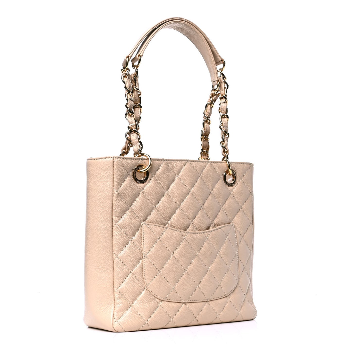 Caviar Quilted Petit Shopping Tote PST Beige