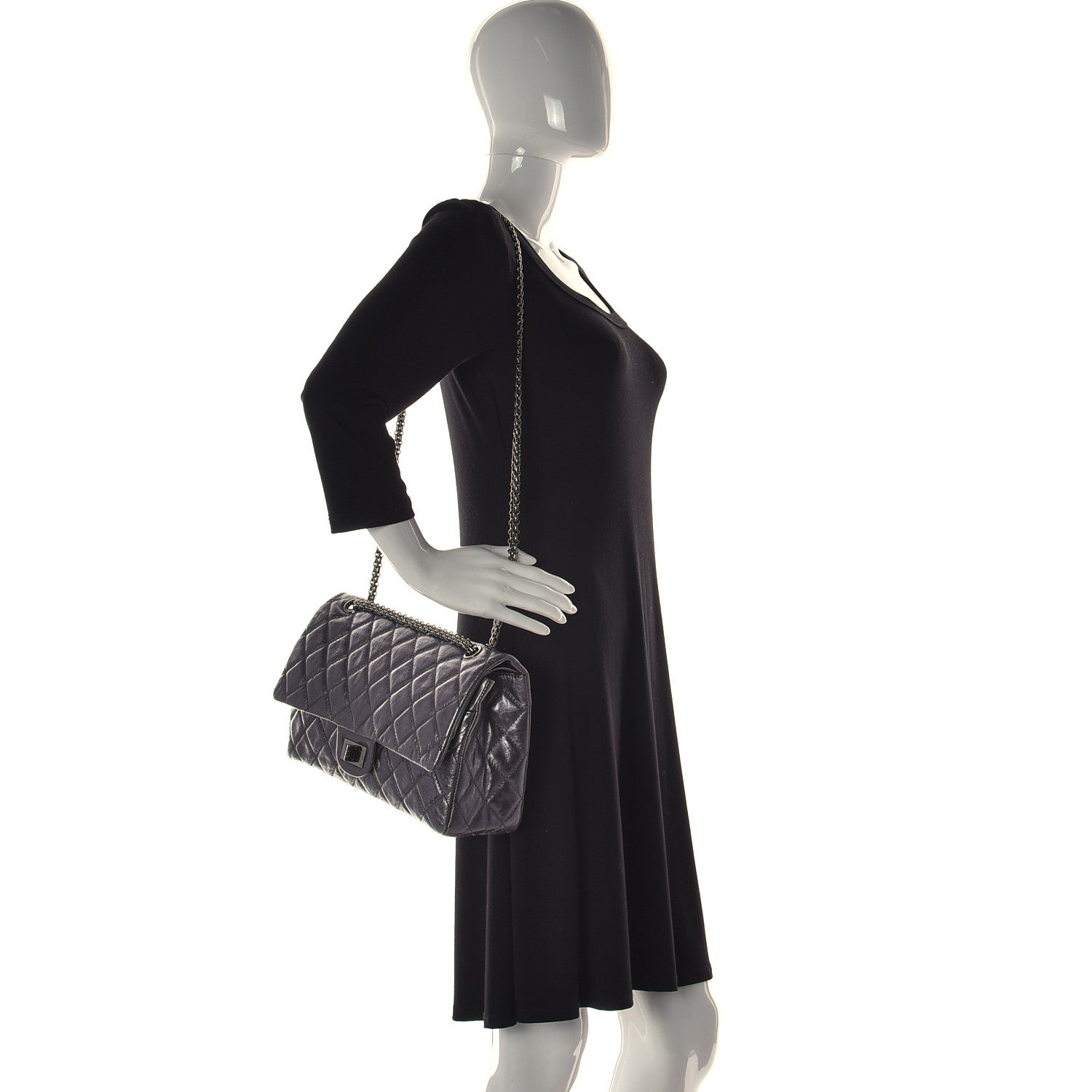 Chanel Metallic Aged Calfskin Quilted 2.55 Reissue 226 Flap Blue 2 of 11
