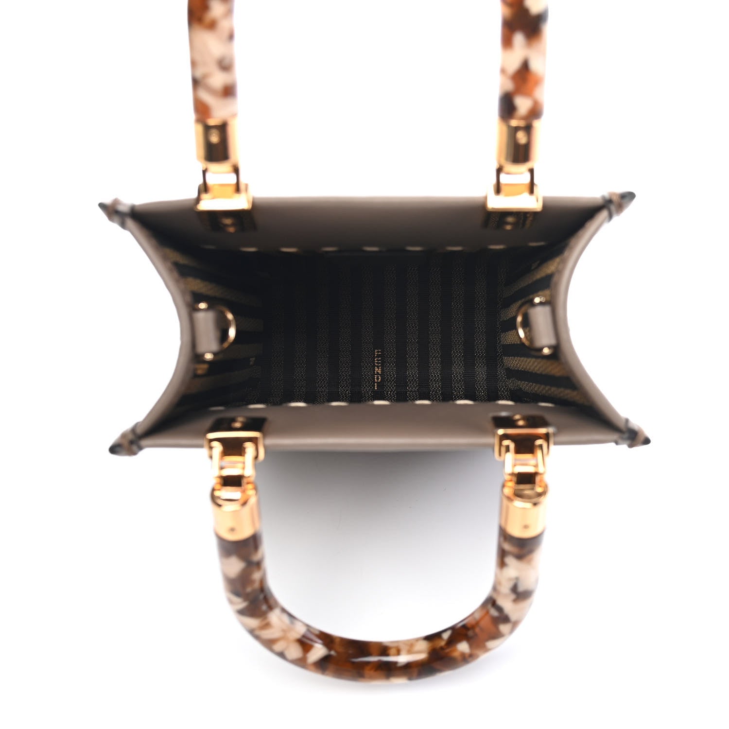 Fendi Vitello King Plexiglass Elaphe Python Print Logo Mini Fendi Sunshine Shopper Tote Tartufo Daisy Roccia 4 of 7