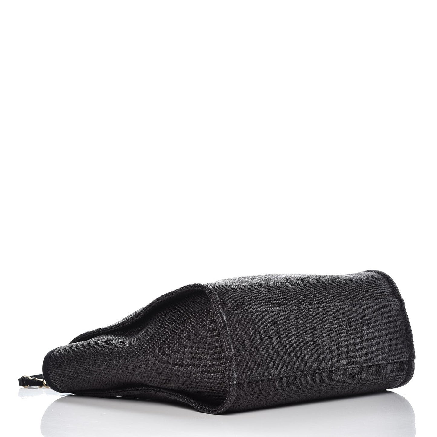 Woven Straw Raffia Small Deauville Tote Black