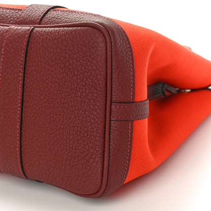 Hermes Toile Militaire Vache Country Garden Party Tote 30 Orange Poppy Rouge Grenat 8 of 8