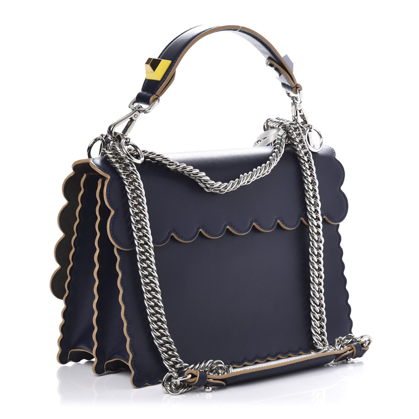 Vitello Liberty Scalloped Studded Kan I Shoulder Bag Blueberry