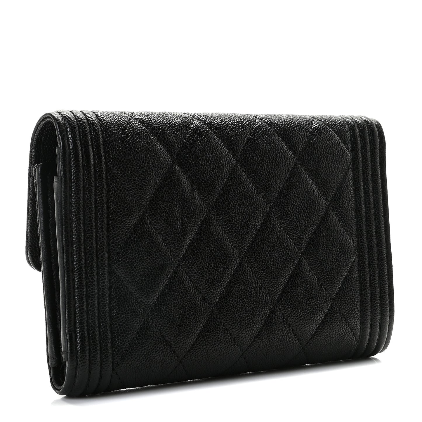 Caviar Quilted Medium Boy Flap Wallet Black