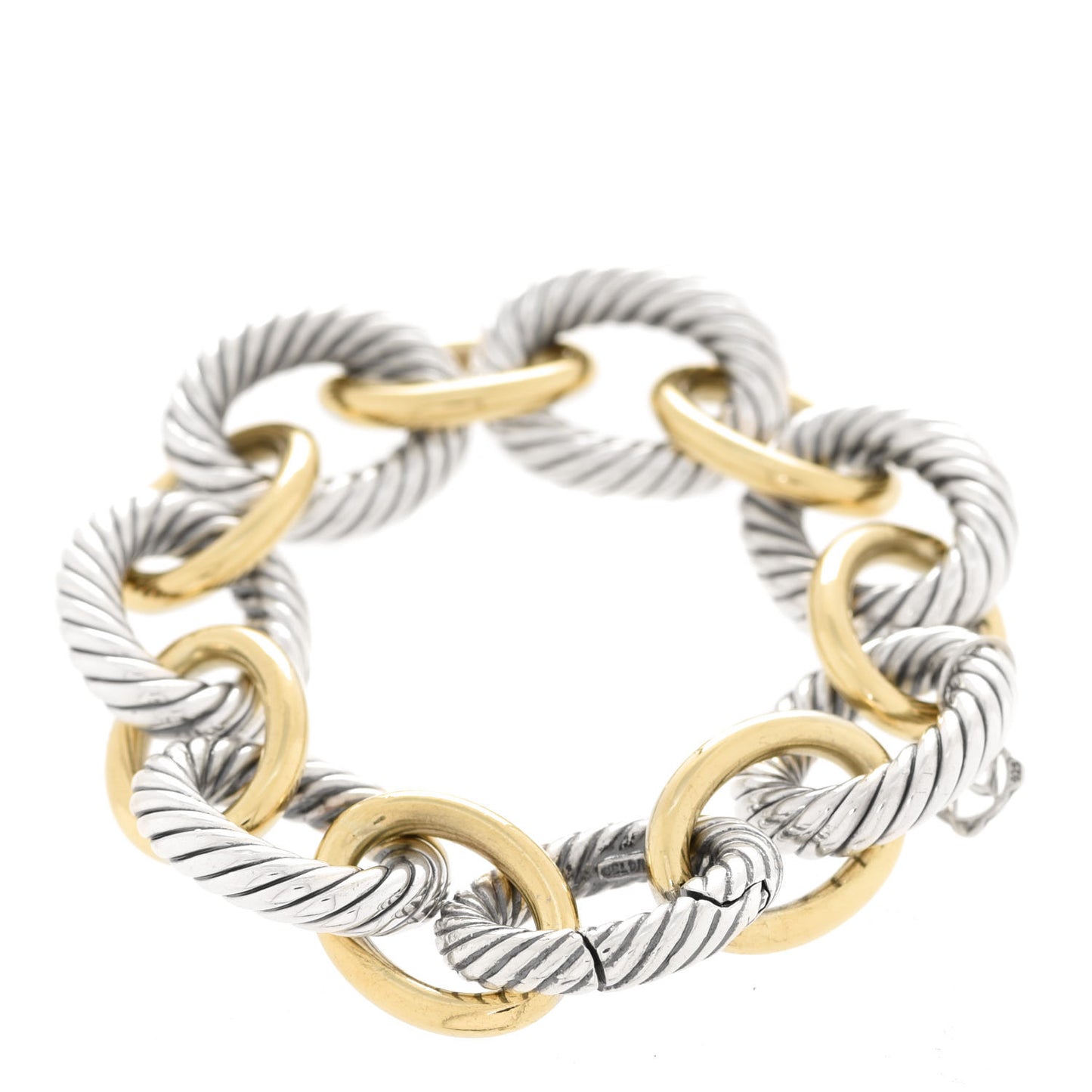 Sterling Silver 18K Yellow Gold 17mm Extra Large Oval Link Bracelet