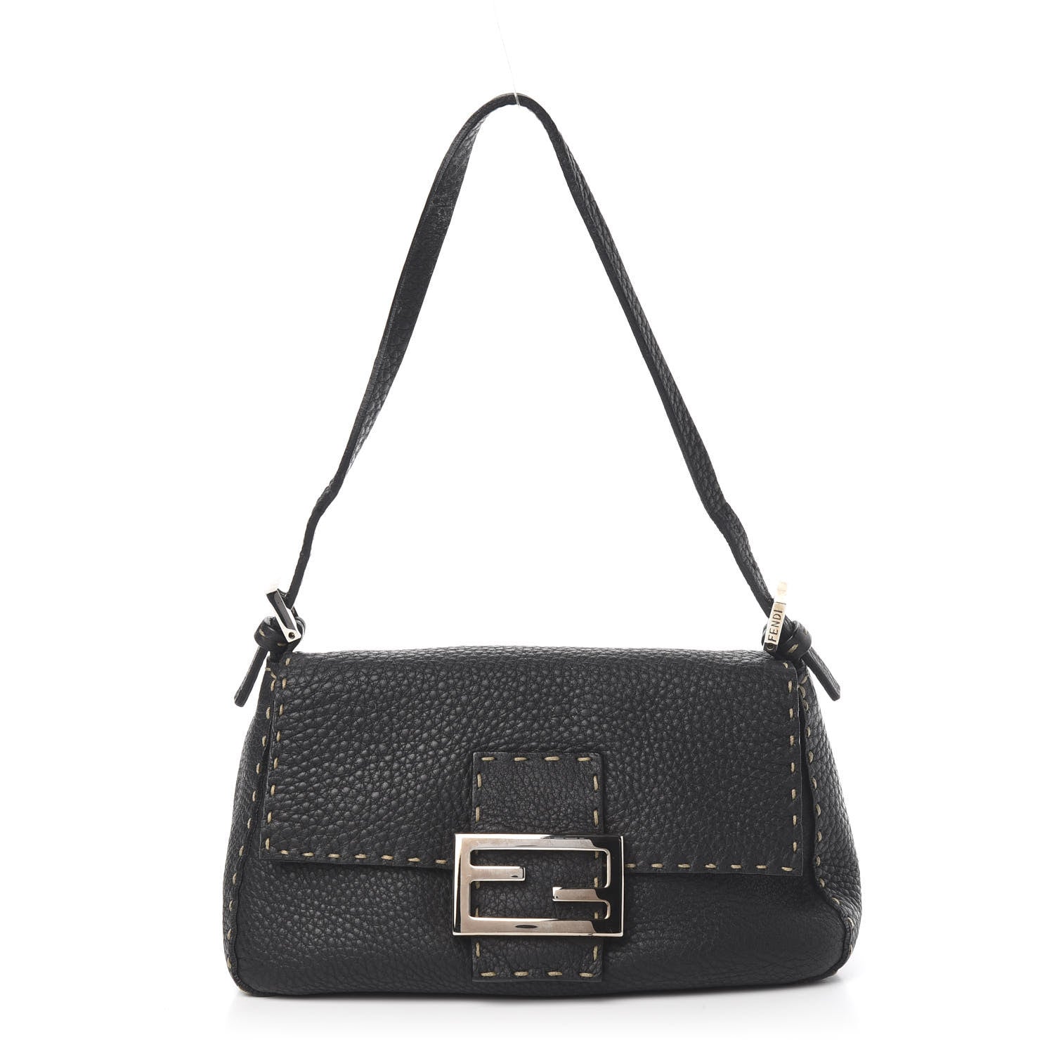 Fendi Calfskin Romano Selleria Baguette Black 1 of 10