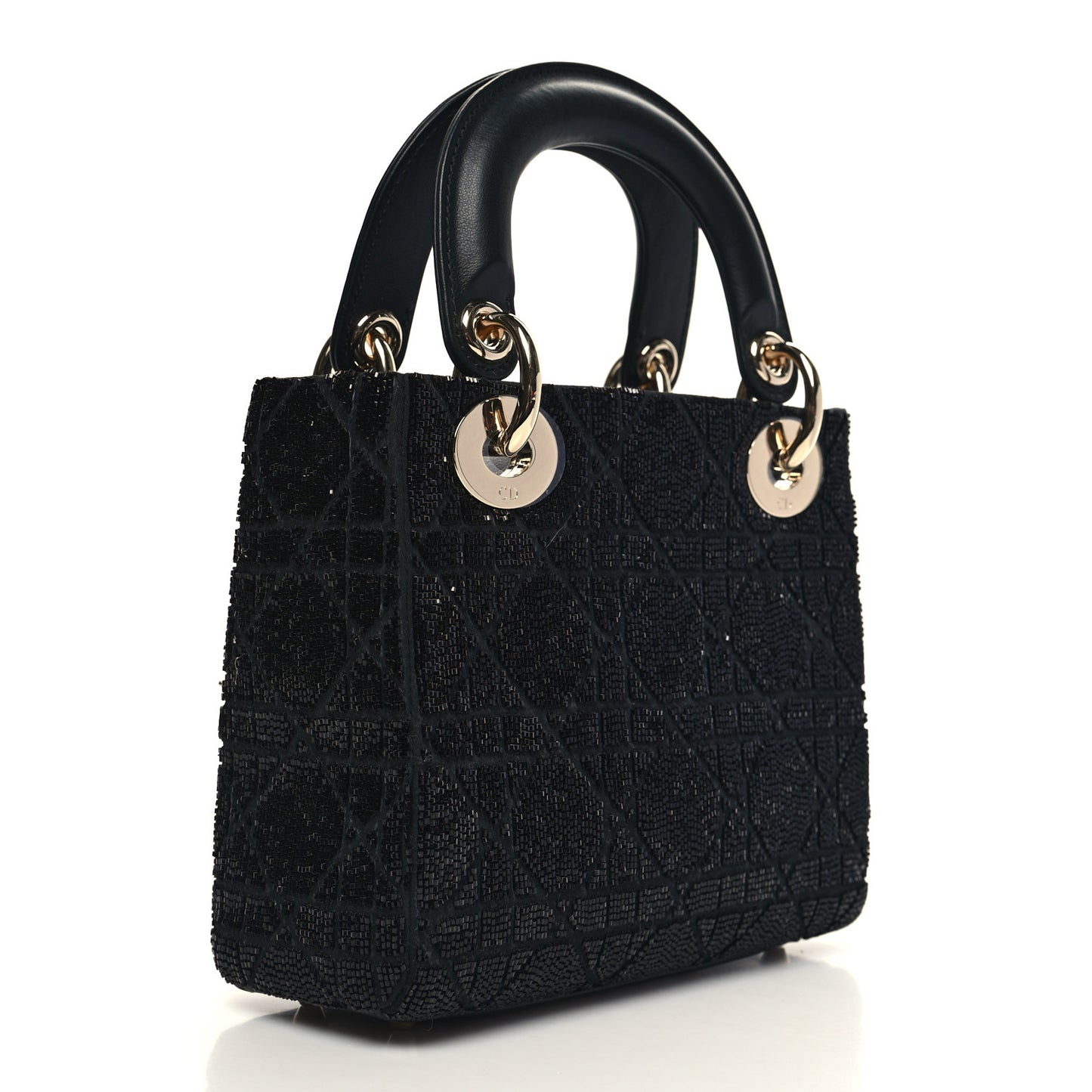 Lambskin Beaded Mini Lady Dior Black
