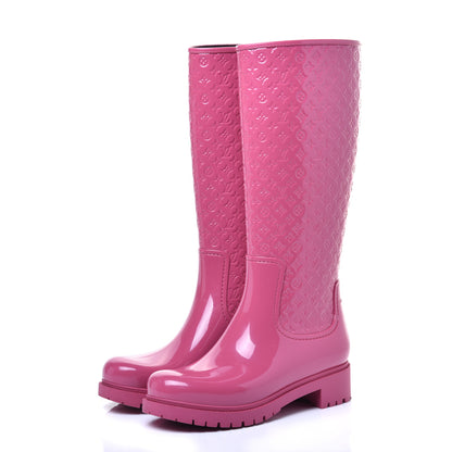 Louis Vuitton Rubber Embossed Monogram Splash Rain Boots 38 Pink 3 of 8