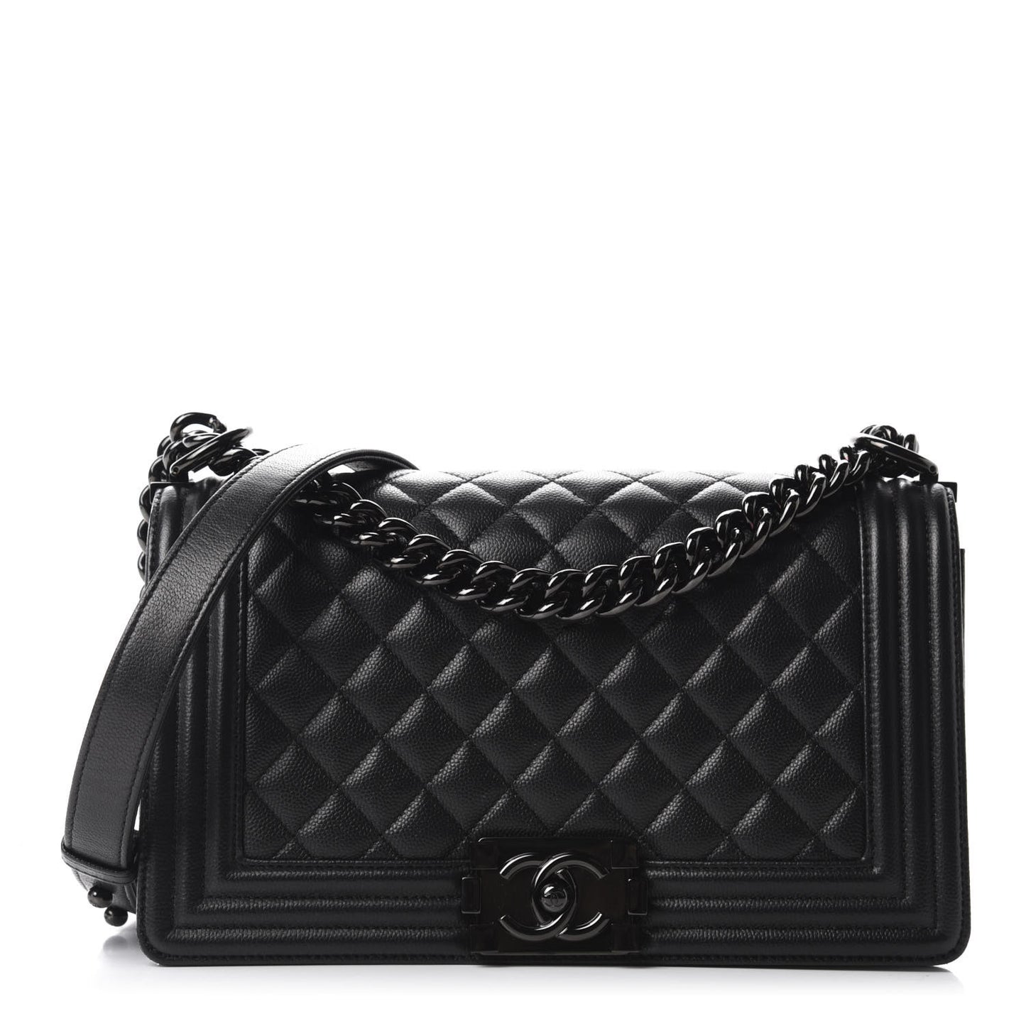 Caviar Quilted Medium Boy Flap So Black
