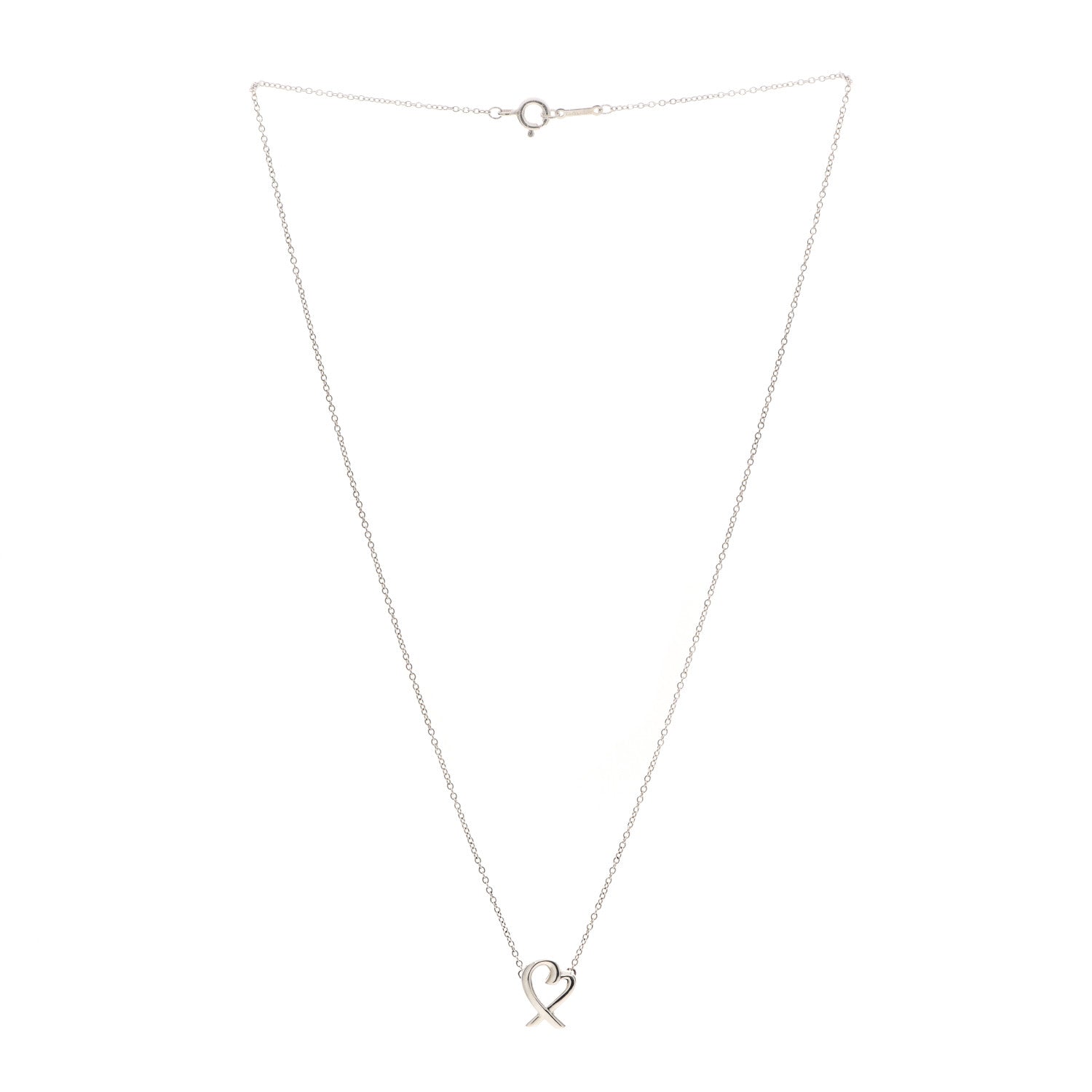 Tiffany Sterling Silver Small Paloma Picasso Loving Heart Pendant Necklace 3 of 5
