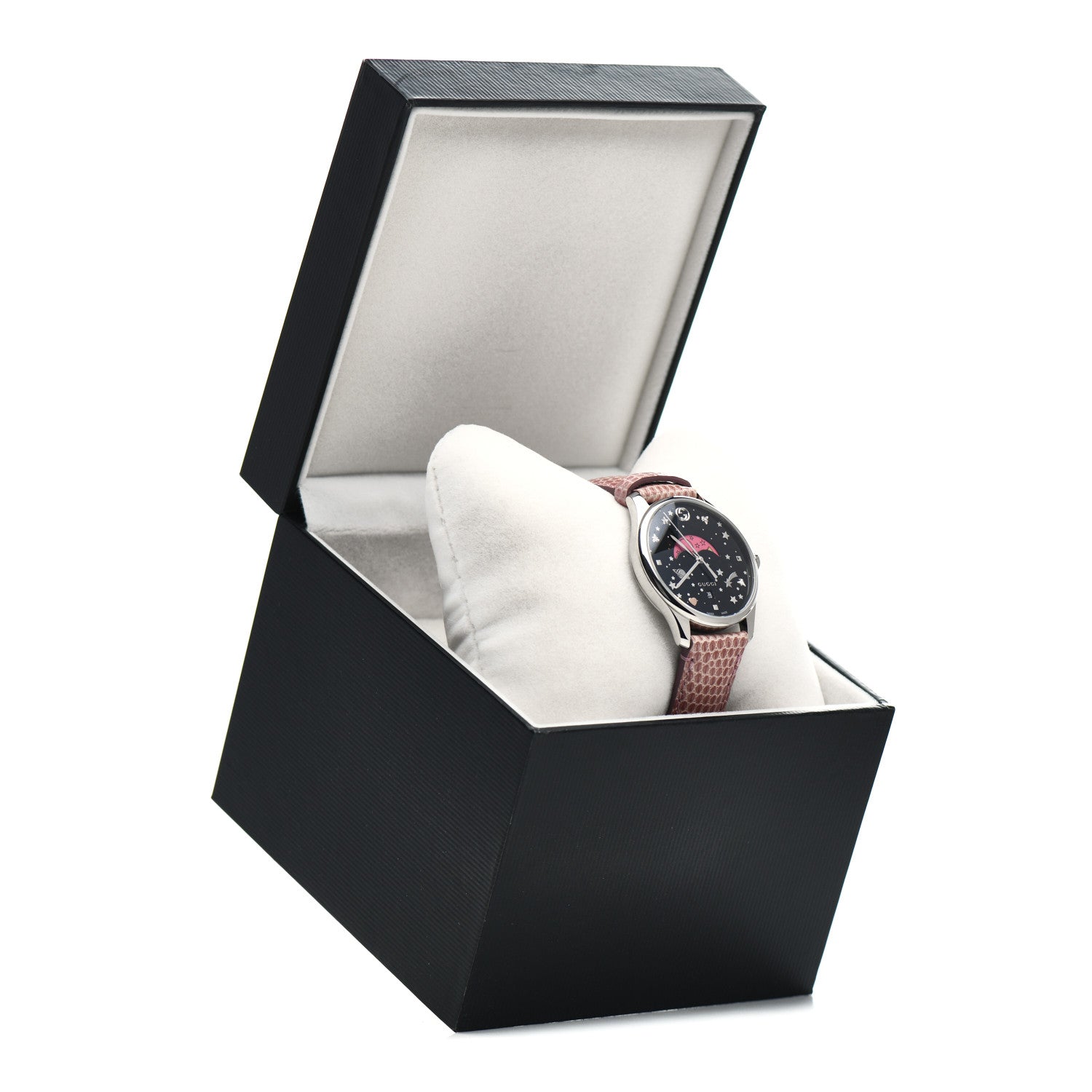 Gucci Stainless Steel Lizard 38mm G-Timeless Moonphase Star Planet Quartz Watch Black 5 of 5