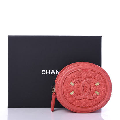 Chanel Caviar Quilted Filigree Zip Around Classic Coin Purse Red 8 of 8